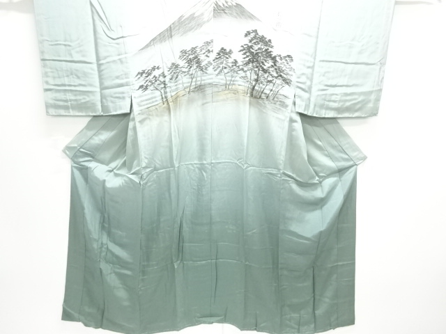 JAPANESE KIMONO / ANTIQUE MENS HITOE JUBAN / SILK / FUJI & PINE GROVE